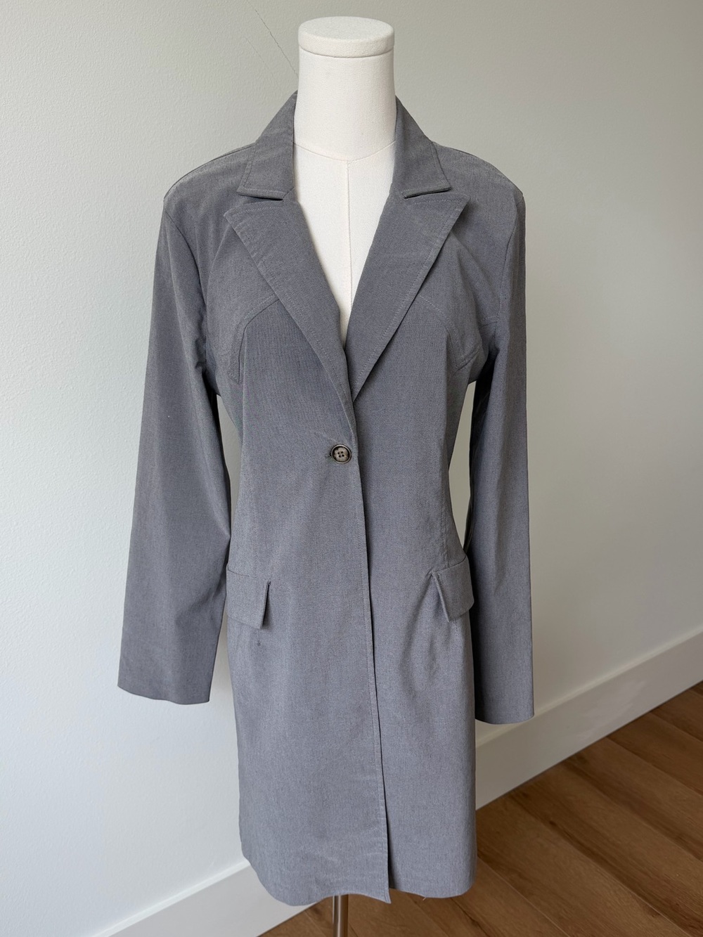 Vintage Rampage Women's Gray Tailored Long Blazer Coat
